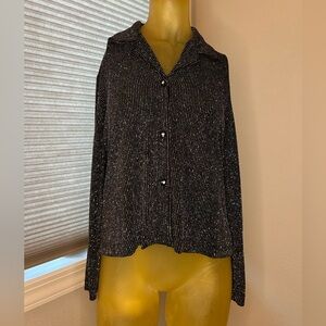 Ronni Nicole Black Shimmer Button Down Shirt size 8P